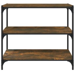 Berkfield Home Book Cabinet Smoked Oak 80x33x70.5 cm Engineered Wood & Steel in Brown - thumbnail 5