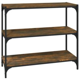 Berkfield Home Book Cabinet Smoked Oak 80x33x70.5 cm Engineered Wood & Steel in Brown - thumbnail 2