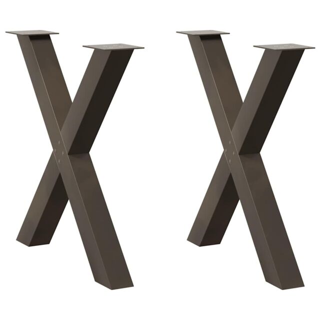 Berkfield Home Dining Table Legs X-Shaped 2 pcs Natural Steel 70x(72-73) cm Steel in Brown - image 1