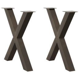 Berkfield Home Dining Table Legs X-Shaped 2 pcs Natural Steel 70x(72-73) cm Steel in Brown - thumbnail 1