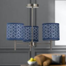 First Choice Lighting Brea - Antique Brass 3 Light Fitting with Navy Blue Cut Out Shades in Gold - thumbnail 3