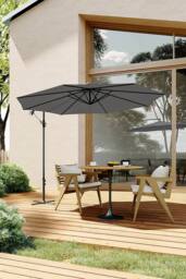 Living and Home 3M Large Banana Cantilever Patio Parasol for Outdoor Sunshade and Rain with Cross Base in Dark Grey - thumbnail 2