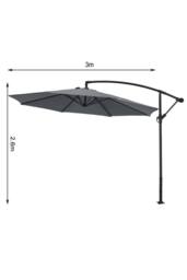 Living and Home 3M Large Banana Cantilever Patio Parasol for Outdoor Sunshade and Rain with Cross Base in Dark Grey - thumbnail 6