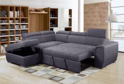 Furnishings For Less UK Nevada Large L Shaped Suede Tilting Headrest & Storage Ottoman Included Left Hand Facing in Grey - thumbnail 1
