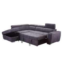 Furnishings For Less UK Nevada Large L Shaped Suede Tilting Headrest & Storage Ottoman Included Left Hand Facing in Grey - thumbnail 4
