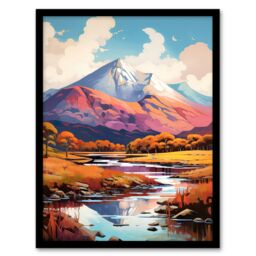 "Artery8 Wall Art Print Ben Nevis & Glen Nevis Scotland Landscape Painting Tranquil Scene Art Framed in Black - Size: W12"" x H16""" - thumbnail 1