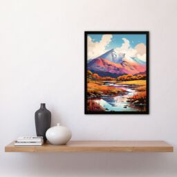 "Artery8 Wall Art Print Ben Nevis & Glen Nevis Scotland Landscape Painting Tranquil Scene Art Framed in Black - Size: W12"" x H16""" - thumbnail 4