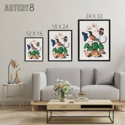 "Artery8 Hummingbird Cyclamen Butterflies Seashells Bolton Framed Canvas Art - Size: W12"" x H16""" - thumbnail 4