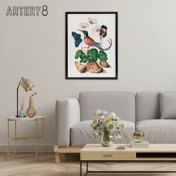 "Artery8 Hummingbird Cyclamen Butterflies Seashells Bolton Framed Canvas Art - Size: W12"" x H16""" - thumbnail 3