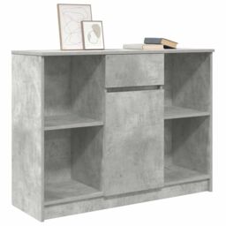 Berkfield Home Sideboard with Drawer Concrete Grey 101x35x76 cm Engineered Wood - Size: 101 x 35 x 76 cm - thumbnail 4