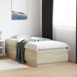 Berkfield Home Bed Frame without Mattress Sonoma Oak 90x190 cm Single in Brown - thumbnail 1