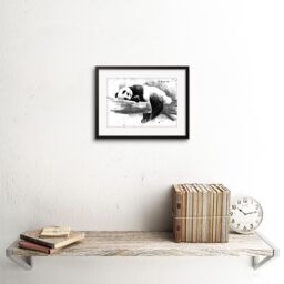 "Artery8 Wall Art Print Panda Sleeping Watercolour Art Framed 9x7 inch in Black - Size: W7"" x H9""" - thumbnail 2