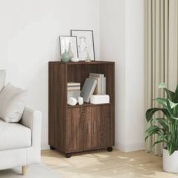 Berkfield Home Rolling¬†Cabinet Brown Oak 55x40x91 cm Engineered Wood - Size: 55 x 40 x 91 cm - thumbnail 1