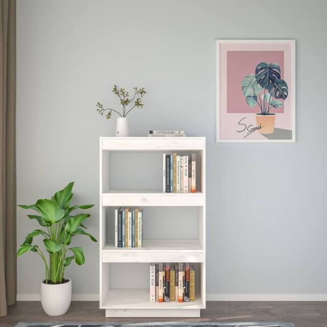 Berkfield Home Beautiful Book Cabinet/Room Divider White 60x35x103 cm Solid Wood Pine - Size: 60 x 35 x 103 cm - image 1
