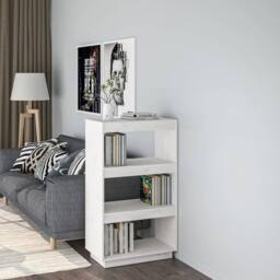 Berkfield Home Beautiful Book Cabinet/Room Divider White 60x35x103 cm Solid Wood Pine - Size: 60 x 35 x 103 cm - thumbnail 2