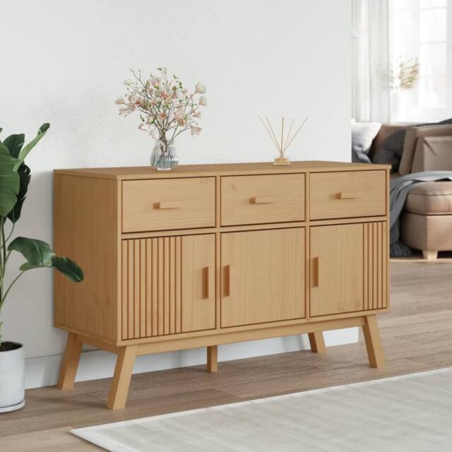 Berkfield Home Sideboard OLDEN Brown 114x43x73.5 cm Solid Wood Pine in Light Brown - image 1