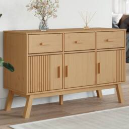 Berkfield Home Sideboard OLDEN Brown 114x43x73.5 cm Solid Wood Pine in Light Brown - thumbnail 2
