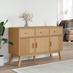 Berkfield Home Sideboard OLDEN Brown 114x43x73.5 cm Solid Wood Pine in Light Brown - thumbnail 1