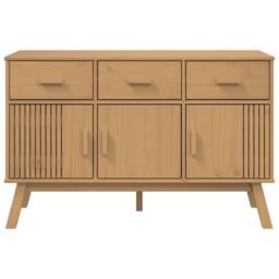 Berkfield Home Sideboard OLDEN Brown 114x43x73.5 cm Solid Wood Pine in Light Brown - thumbnail 8