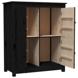 Berkfield Home Sideboard Black 83x41.5x100 cm Solid Wood Pine - thumbnail 6