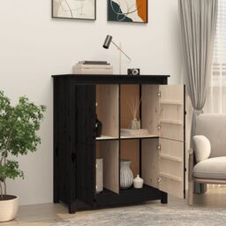 Berkfield Home Sideboard Black 83x41.5x100 cm Solid Wood Pine - thumbnail 3