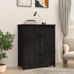 Berkfield Home Sideboard Black 83x41.5x100 cm Solid Wood Pine - thumbnail 1