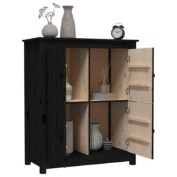 Berkfield Home Sideboard Black 83x41.5x100 cm Solid Wood Pine - thumbnail 4