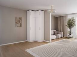 Vente-unique Corner Wardrobe 2 Doors - W115 Cm - White + Extension Top - LIZANDRO - thumbnail 2