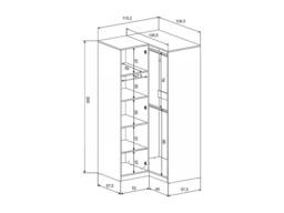 Vente-unique Corner Wardrobe 2 Doors - W115 Cm - White + Extension Top - LIZANDRO - thumbnail 7