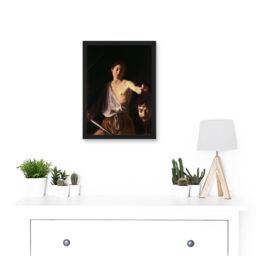 Artery8 Caravaggio 1610 David With Head Goliath Painting Artwork Framed Wall Art Print A4 in Black - thumbnail 2