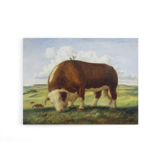"Artery8 John S Curry Ajax Hereford Bull & Birds Canvas Wall Art Print - Size: W18"" x H24""" - image 1