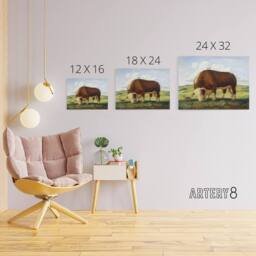 "Artery8 John S Curry Ajax Hereford Bull & Birds Canvas Wall Art Print - Size: W18"" x H24""" - thumbnail 4