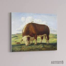 "Artery8 John S Curry Ajax Hereford Bull & Birds Canvas Wall Art Print - Size: W18"" x H24""" - thumbnail 2