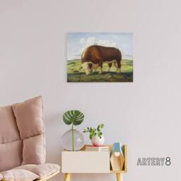 "Artery8 John S Curry Ajax Hereford Bull & Birds Canvas Wall Art Print - Size: W18"" x H24""" - thumbnail 3