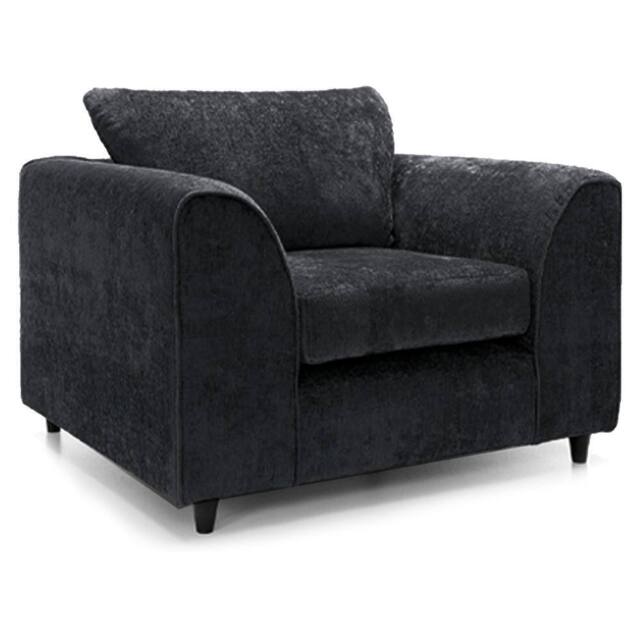 Furnishings For Less UK Monaco Chenille Fabric Single Seater Armchair Curved Arm in Black - image 1