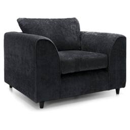 Furnishings For Less UK Monaco Chenille Fabric Single Seater Armchair Curved Arm in Black