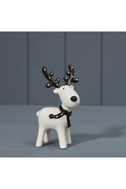 KDMD Black & White Rustic Ceramic Deer - image 1