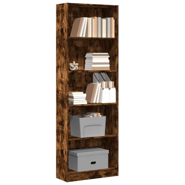 Berkfield Home Bookcase Smoked Oak 60x24x176 cm Engineered Wood in Brown - Size: 60 x 24 x 176 cm - image 1