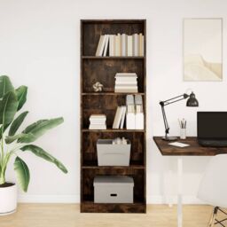 Berkfield Home Bookcase Smoked Oak 60x24x176 cm Engineered Wood in Brown - Size: 60 x 24 x 176 cm - thumbnail 3