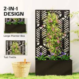 Kelvenix Metal Raised Garden Bed with Trellis, Outdoor Elevated Planter Box in Black - Size: 100g - thumbnail 6