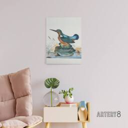 "Artery8 Common Kingfisher Vintage Illustration Bolton Canvas Wall Art - Size: W18"" x H24""" - thumbnail 3