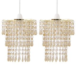 First Choice Lighting Set of 2 Amber Jewel Tiered Light Shades - thumbnail 1