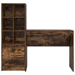 Berkfield Home Desk with Storage Smoked Oak Engineered Wood in Turquoise - thumbnail 7