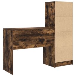 Berkfield Home Desk with Storage Smoked Oak Engineered Wood in Turquoise - thumbnail 8