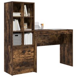 Berkfield Home Desk with Storage Smoked Oak Engineered Wood in Turquoise - thumbnail 3