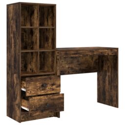 Berkfield Home Desk with Storage Smoked Oak Engineered Wood in Turquoise - thumbnail 6