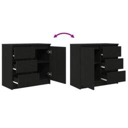 Berkfield Home Sideboard with Drawer Black Oak 71x35x65 cm Engineered Wood - Size: 71 x 35 x 65 cm - thumbnail 9