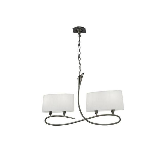 Netlighting Lua Ceiling Pendant 2 Arm 4 Light E27 Satin Nickel with White Shades in Grey - image 1