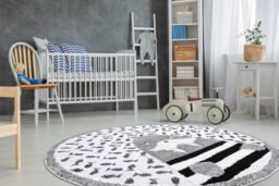 RugsX Modern Children's Rug in Grey - Size: 160 cm diameter - thumbnail 4