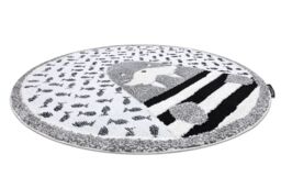 RugsX Modern Children's Rug in Grey - Size: 160 cm diameter - thumbnail 3